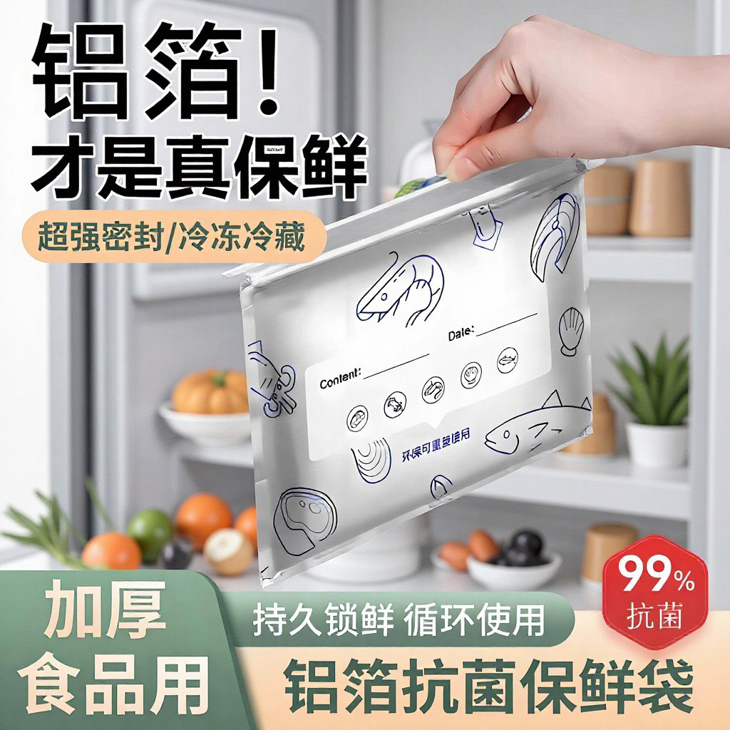 【抢！50只】铝箔保鲜密封袋食物冷冻专用收纳密实袋保鲜袋