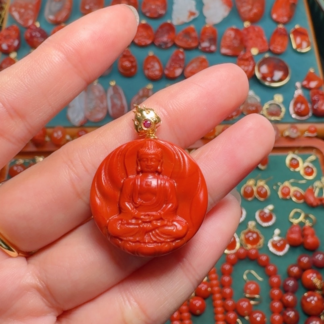 南红玛瑙南红18K金镶嵌