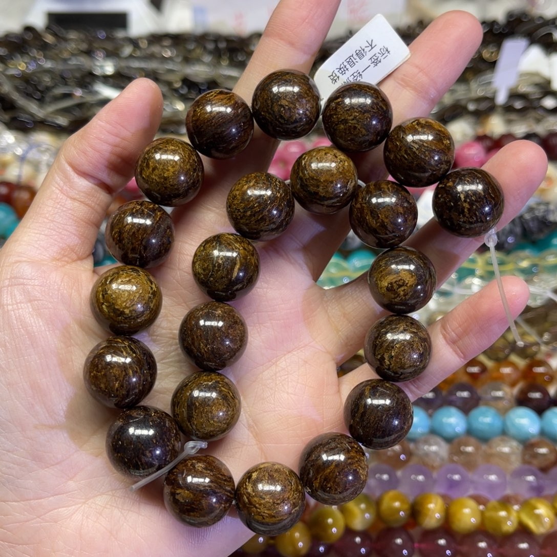 玛瑙/玉髓散珠天然古铜辉卡16长条38厘米