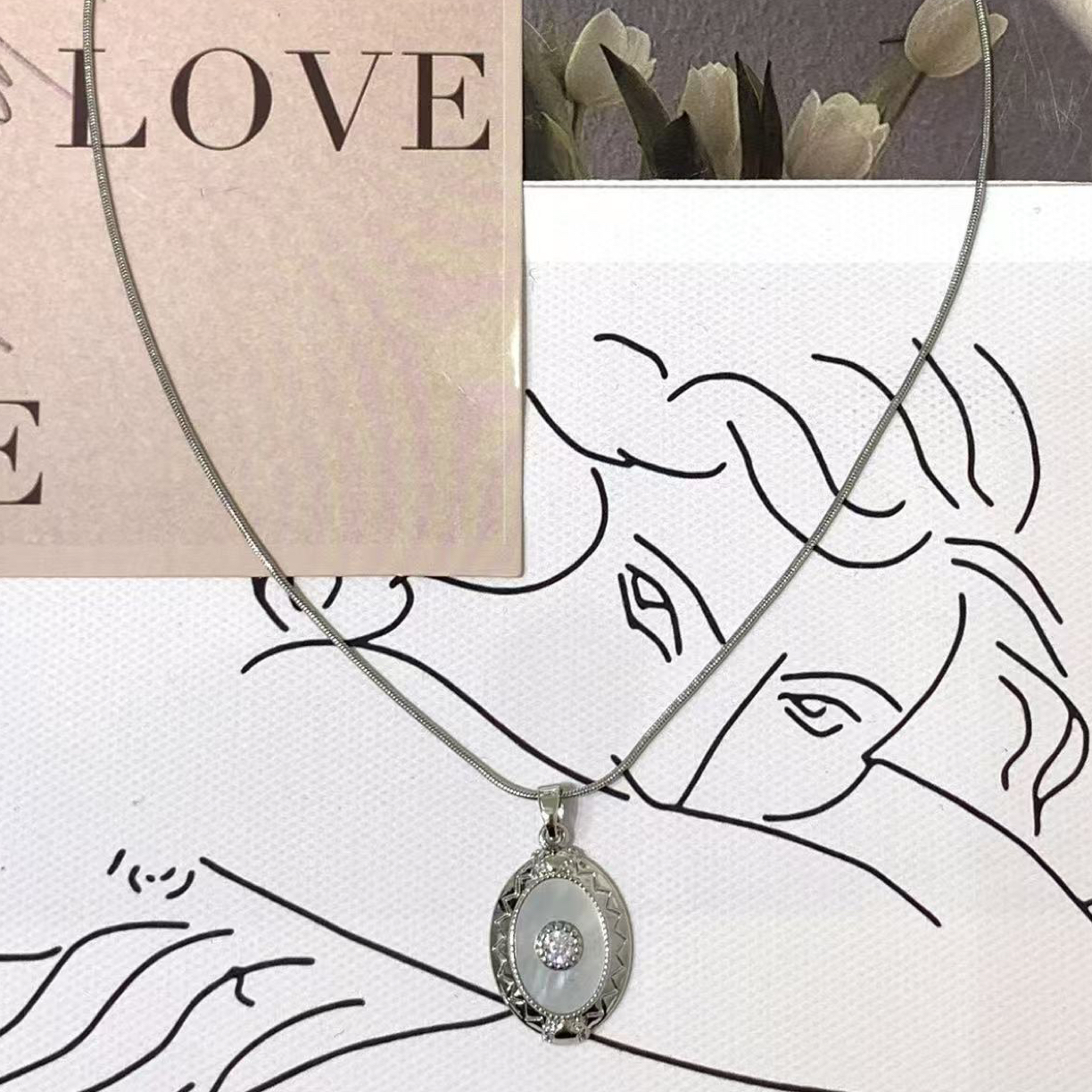 钛钢皮质项链 LARVINA 银色法式项链