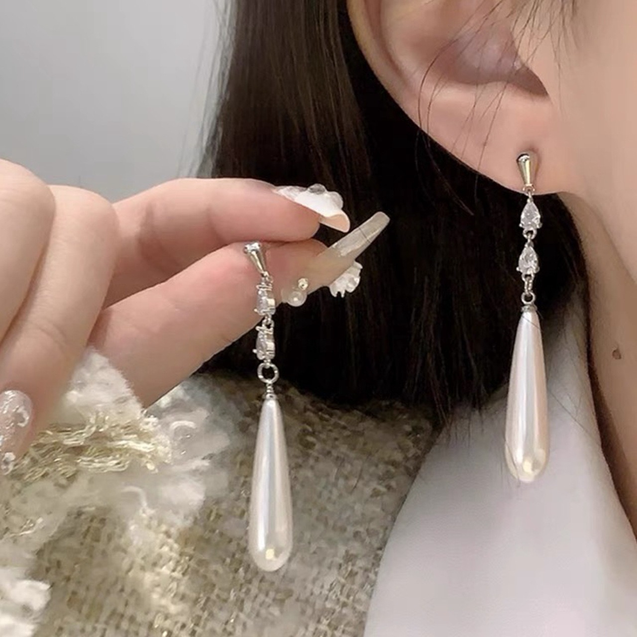 合金长款耳坠水滴清冷感耳饰女耳饰XC895