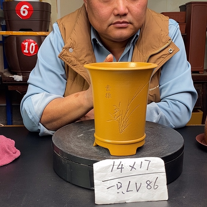 紫砂花盆货号一只LV86