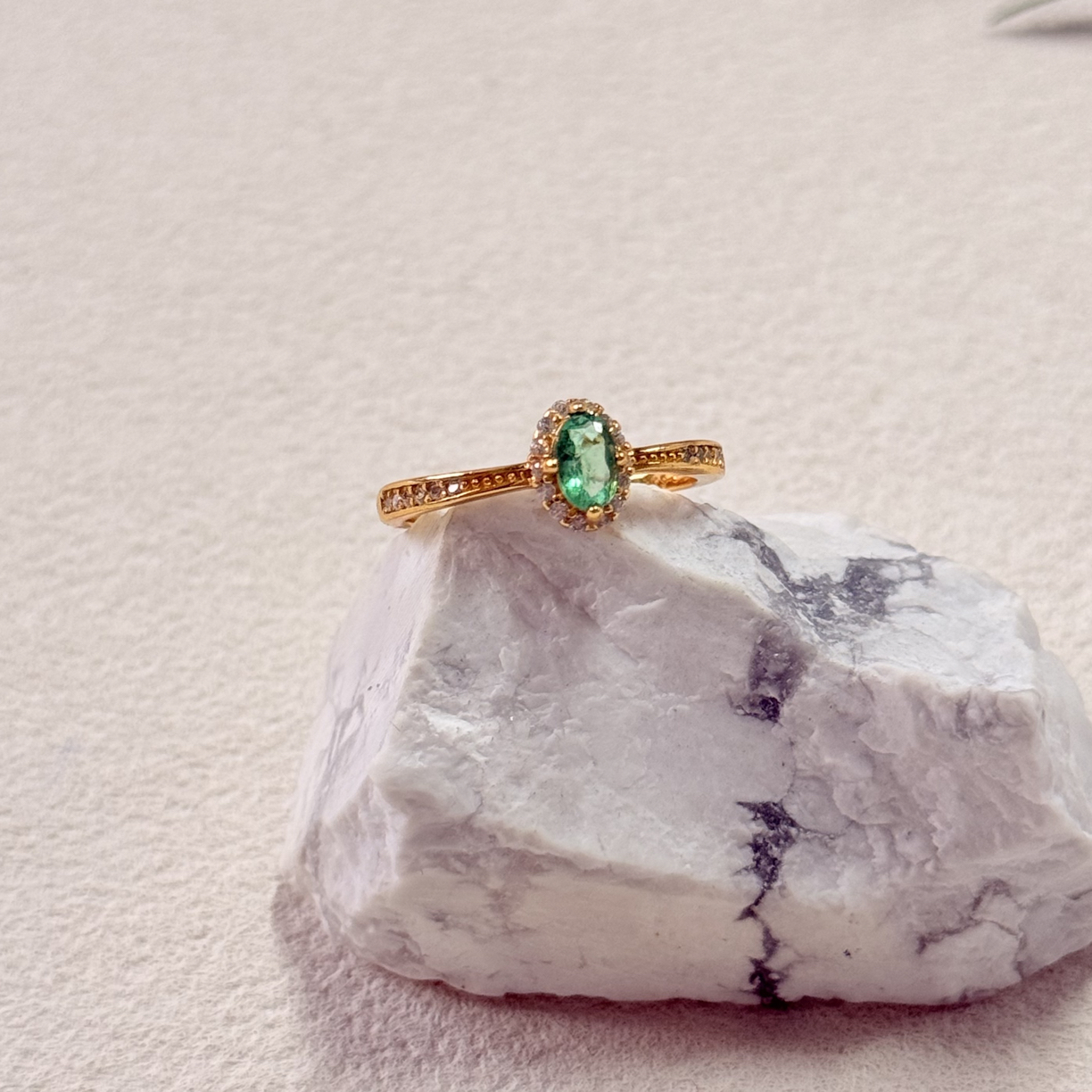 【六六中古】孤品精美祖母绿s925开口戒指ty2718