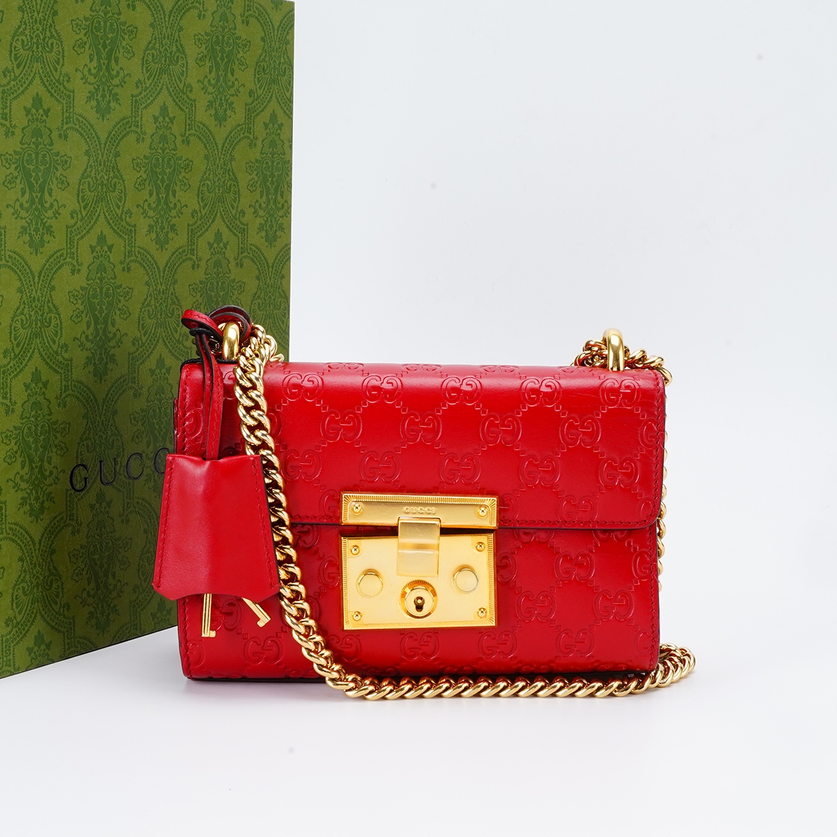 95新 GUCCI/古驰 月光宝盒小号压纹款红色【静文】BG22010271