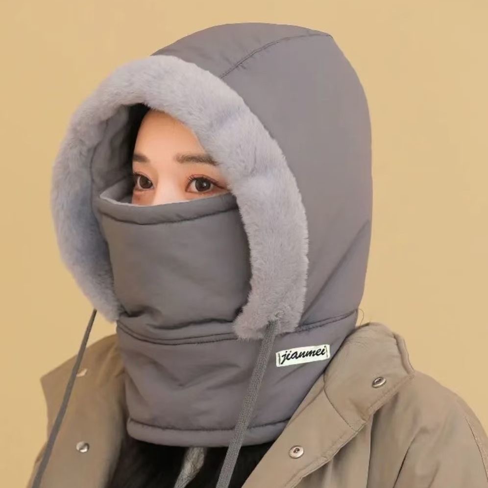 雷锋帽男女冬季户外骑行电动车防寒挡风棉帽子东北加绒厚滑雪面罩