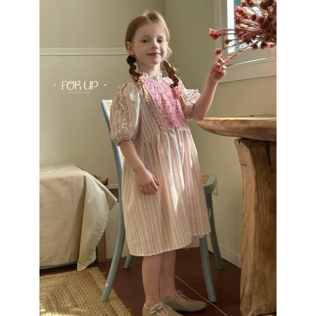 【现货】252-FU-85068多色法式珍妮蕾丝花朵刺绣连衣裙