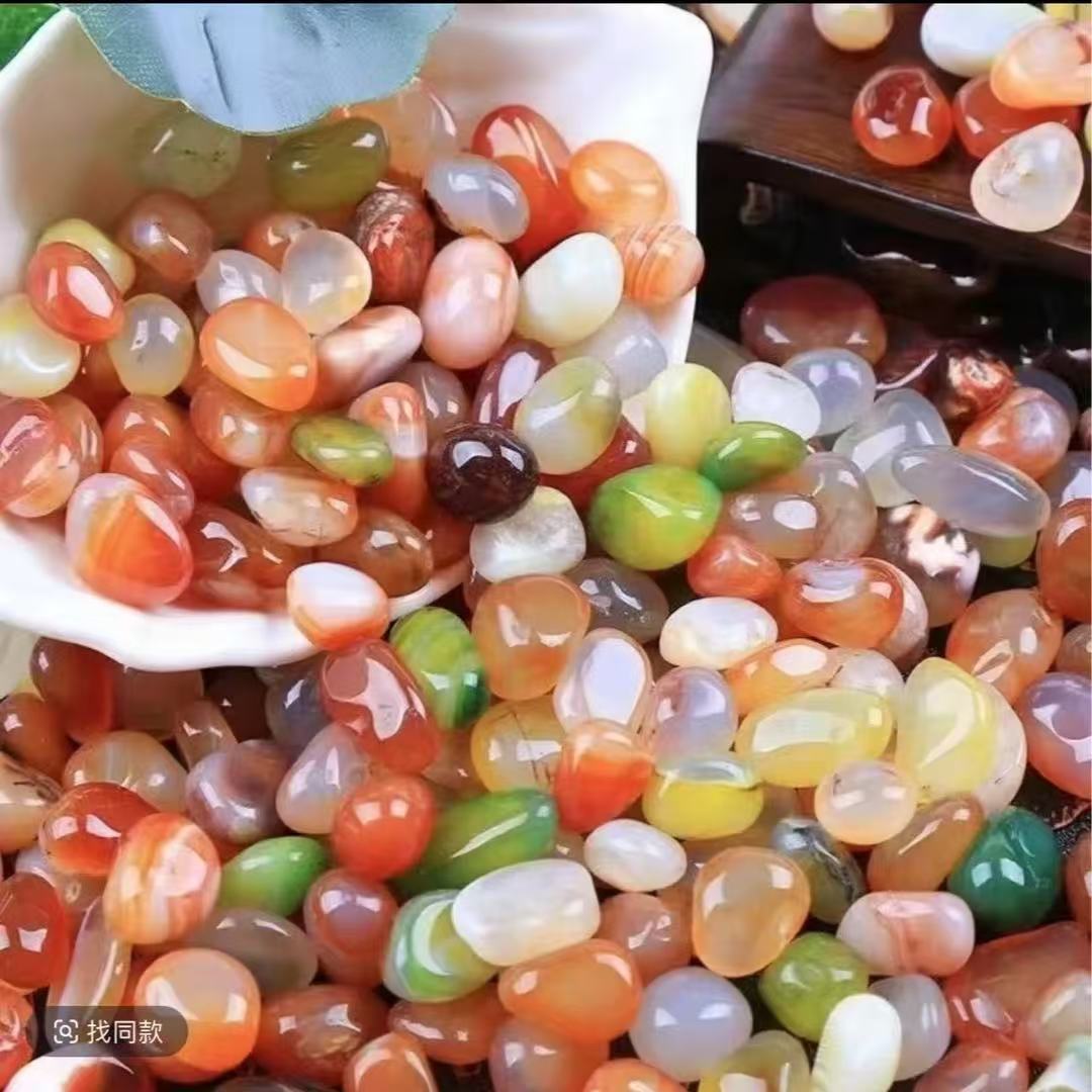 新疆戈壁盆景石原石石子五彩小石头