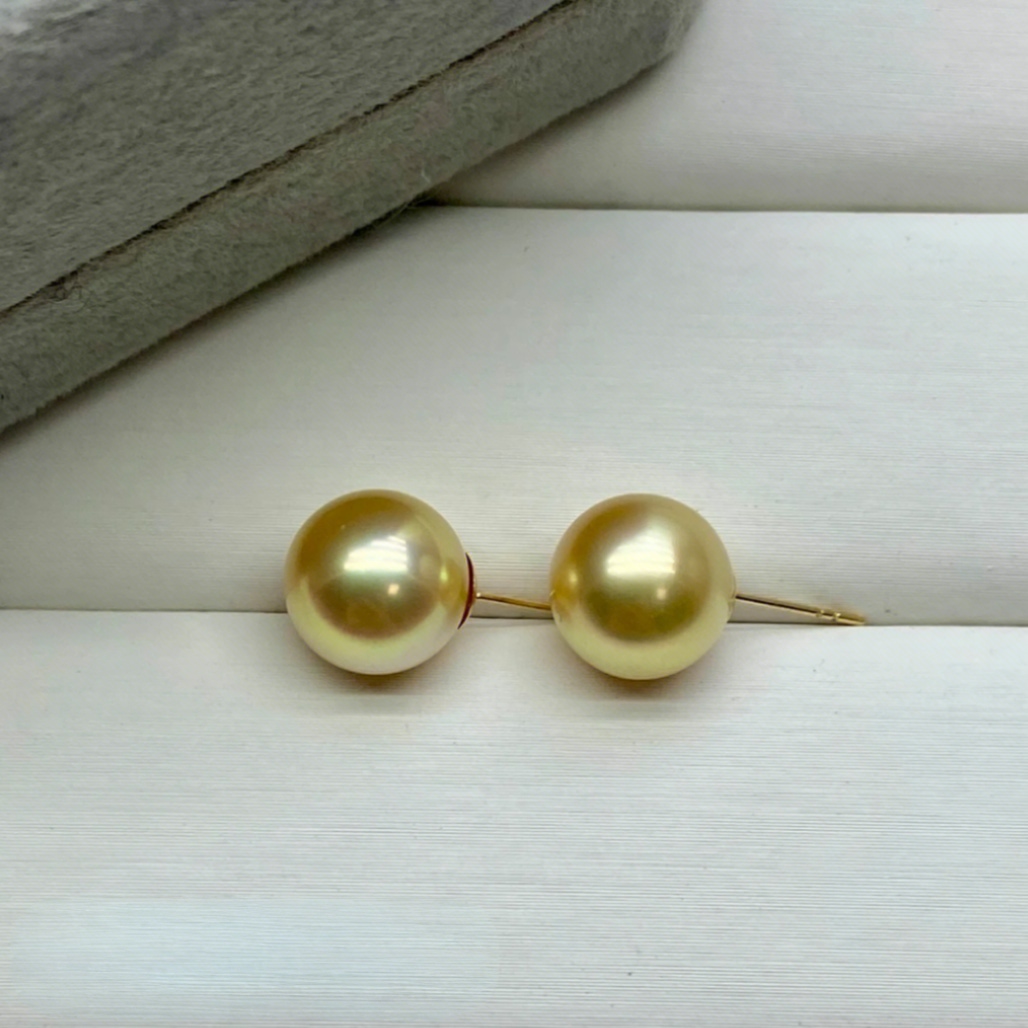 【飛梵匠造•优选】8-9mm极光极强光金色耳钉0030