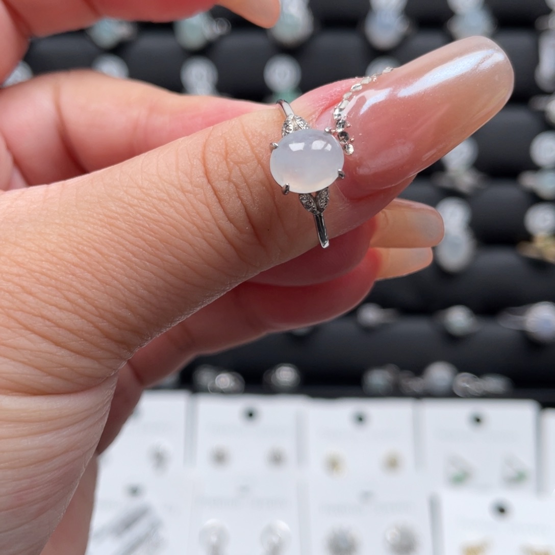 翡翠戒指银S925镶嵌戒指