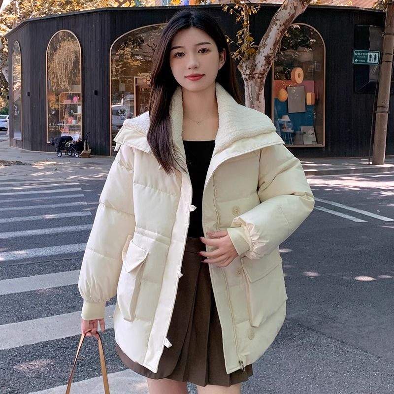 大翻领设计感洋气加厚保暖收腰显瘦小个子棉服外套女宽松面包服潮