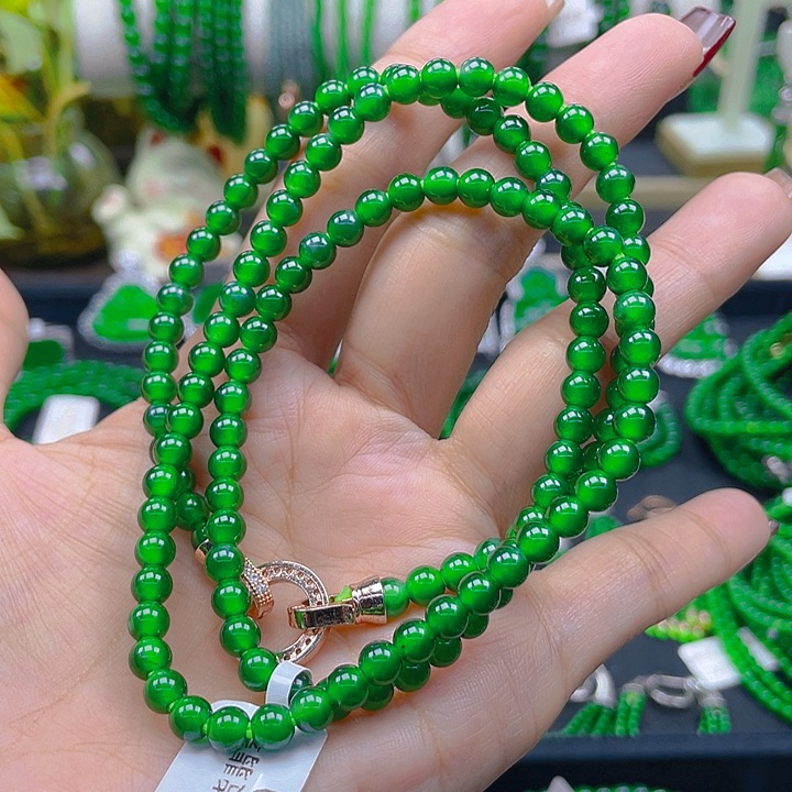 翡翠颈饰未镶嵌圆珠项链5