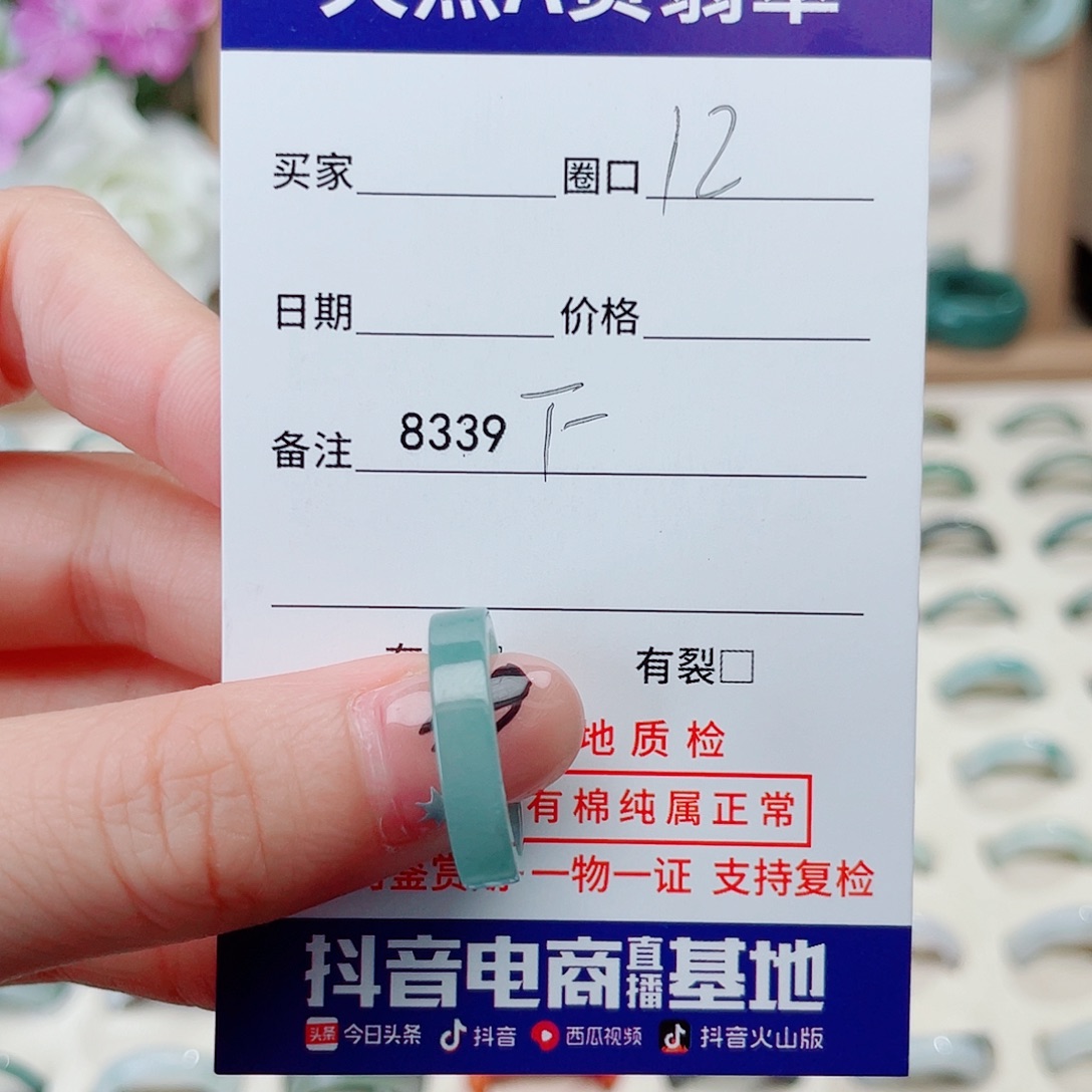 翡翠未镶嵌戒指F8339