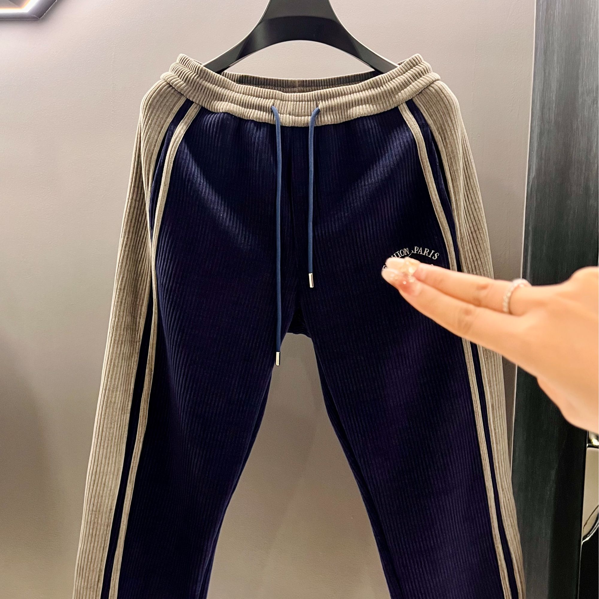 【SY彭彭专属-L1359】秋季新款设计师同款时尚百搭男士加厚长裤