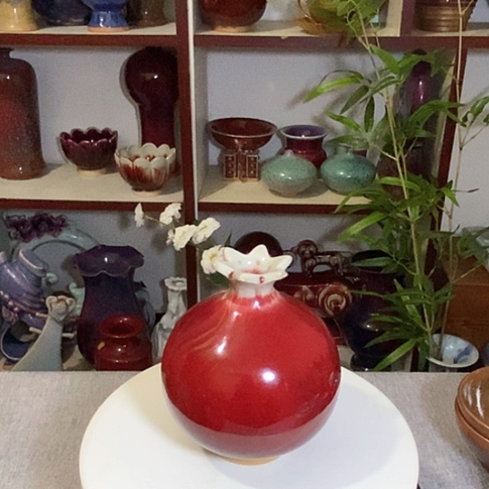 瓶高温窑变钧瓷石榴瓶