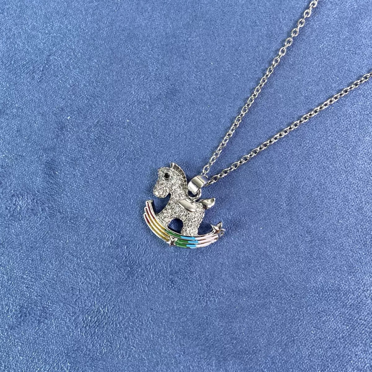 铜合金锆石项链 铜合金项链 银色小马项链018