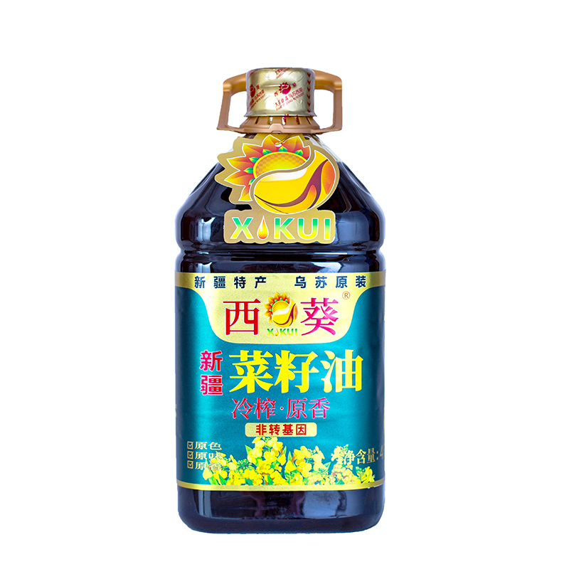 新疆乌苏特产乌苏西葵冷榨菜籽油 原香菜籽油5L