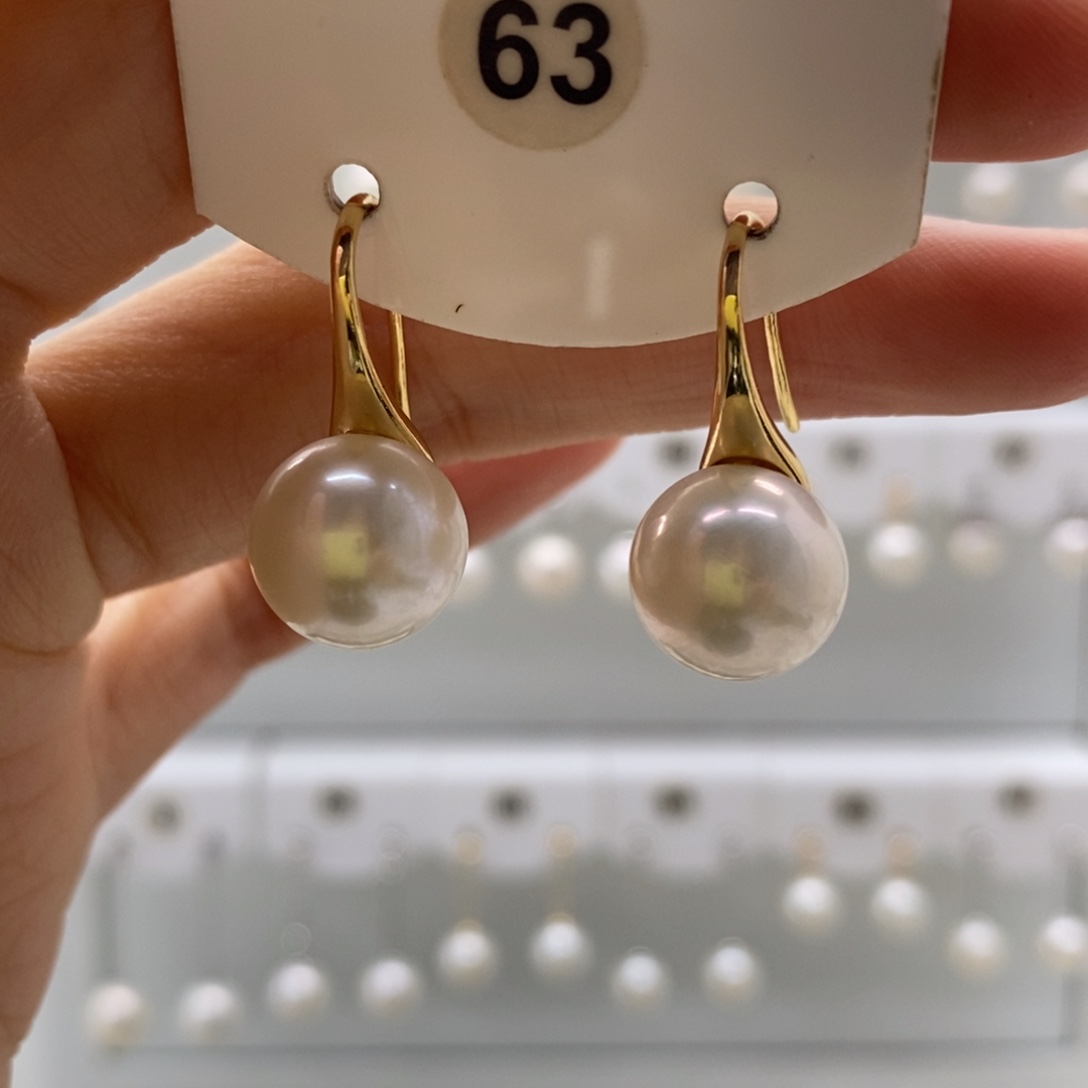 淡水珍珠银S925镶嵌耳饰