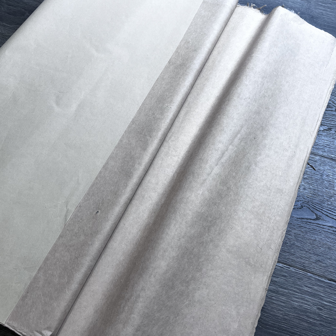 奶茶色 楮知白 纯皮料手工宣纸半生熟四尺五十张