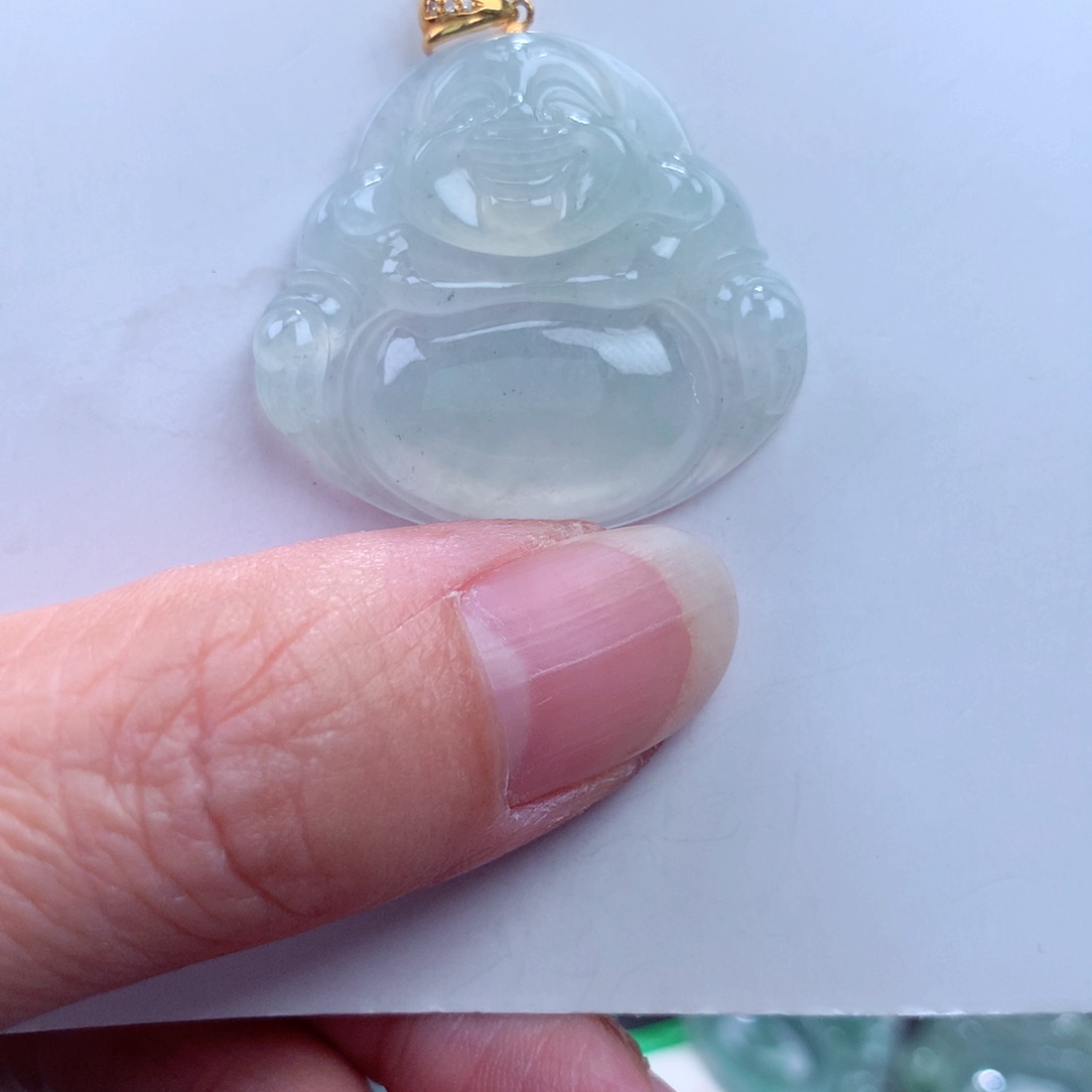 翡翠吊坠(不含链)18K金镶嵌