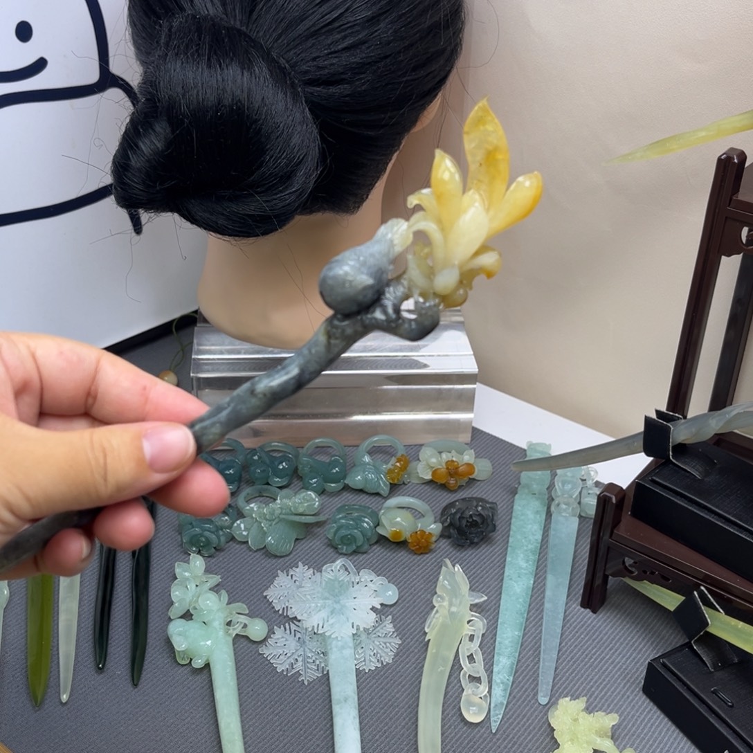 蛇纹石玉合金发饰