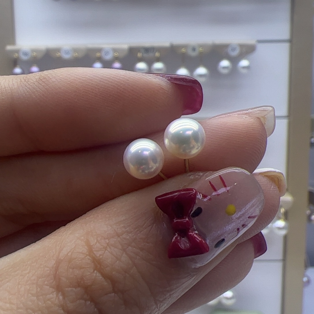 淡水珍珠耳饰18K金镶嵌