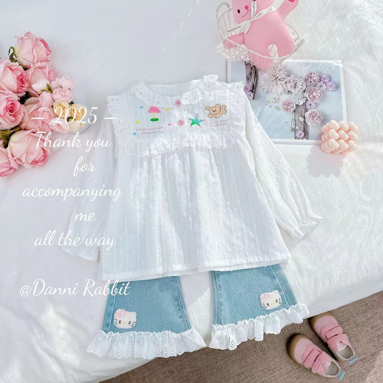 2025春款*镂空花边+柔软亲肤*女童娃娃衫 D-H237