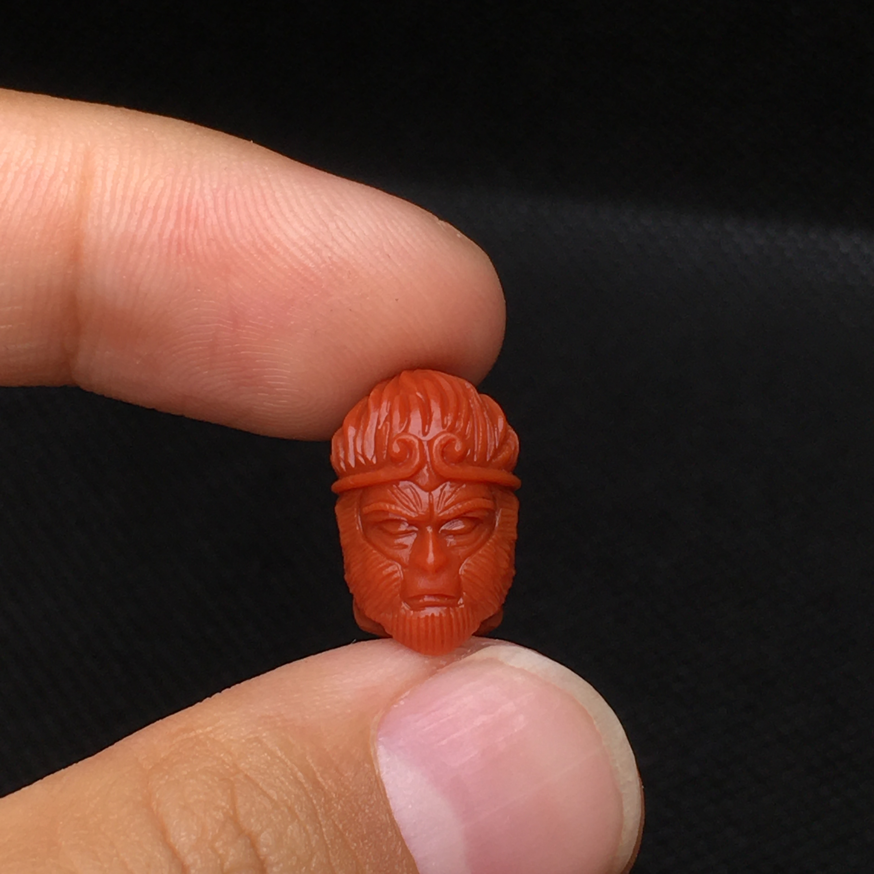 天然川料南红满肉色典藏孙悟空大圣背云顶珠卡9.8mm