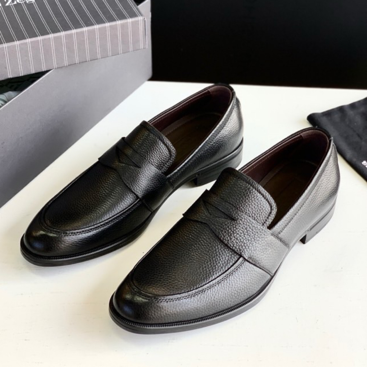 599专拍乐福鞋男一脚蹬手工高级感黑色透气舒适男士皮鞋