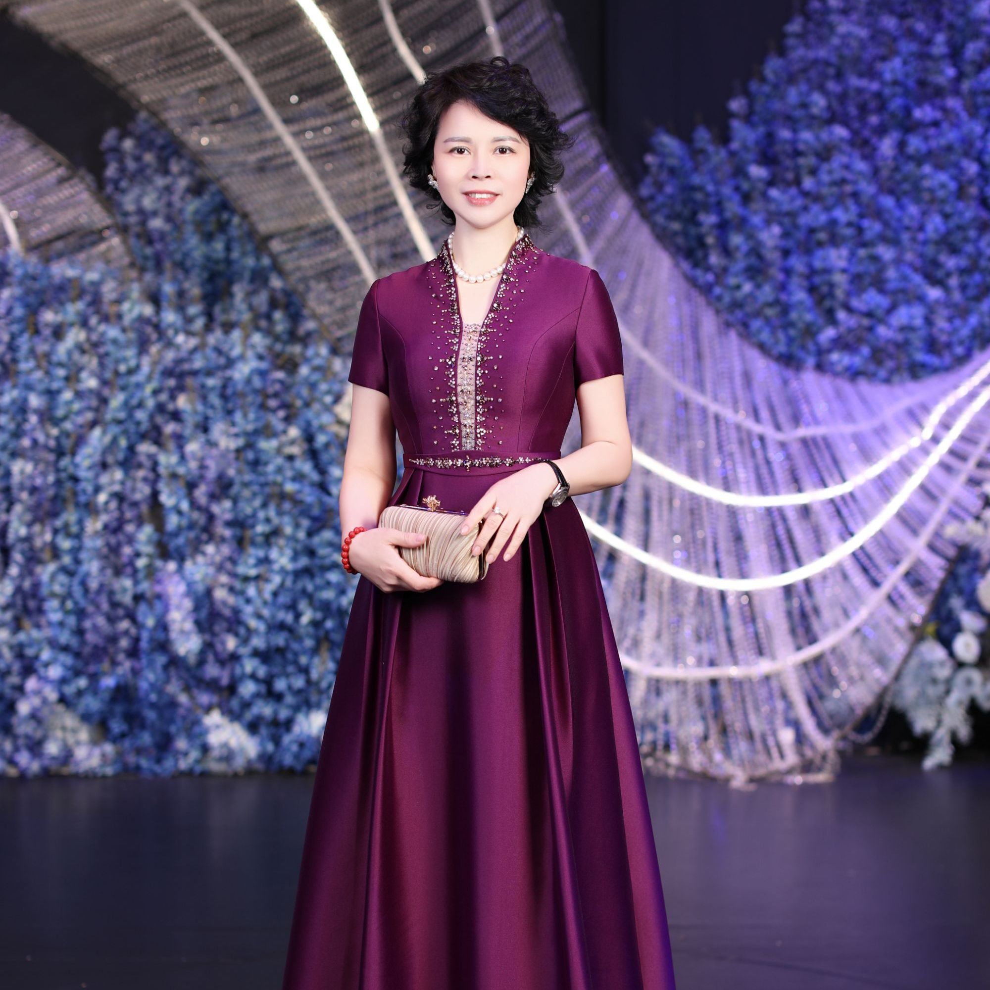 BOFEINA/帛妃娜高定新款礼服婚礼气质婚宴宴会红色夏季红色礼服