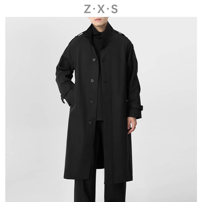 男士秋冬中长款立领高级感休闲百搭时尚单风衣-6701