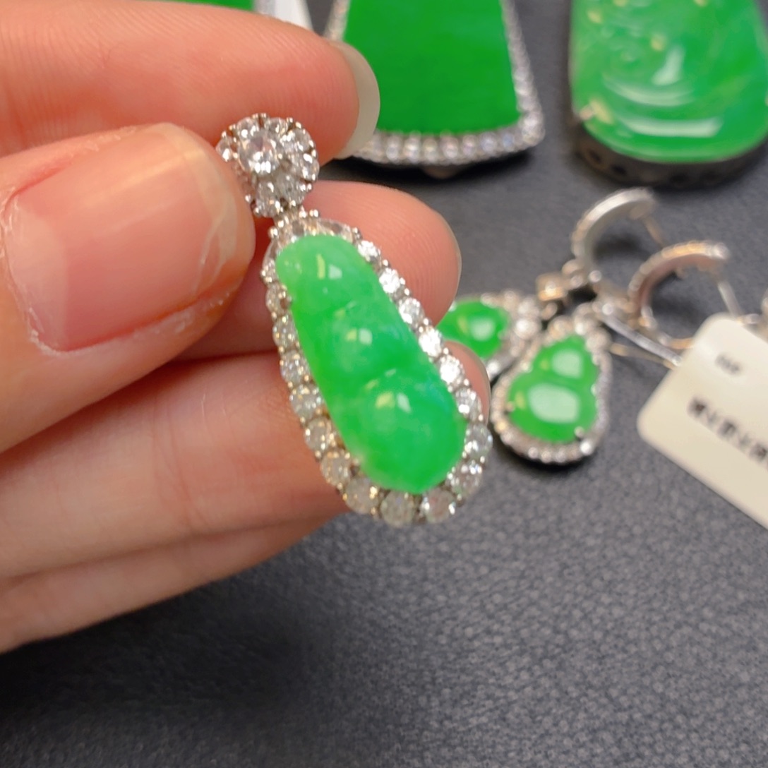 翡翠银S925镶嵌吊坠(不含链)