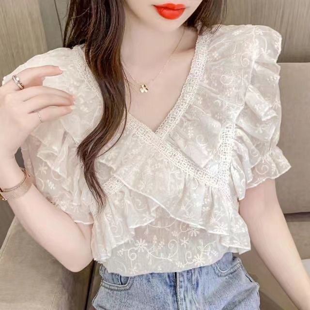A401-A500夏款韩版气质百搭时尚显瘦显白港风漂亮上衣短袖超仙