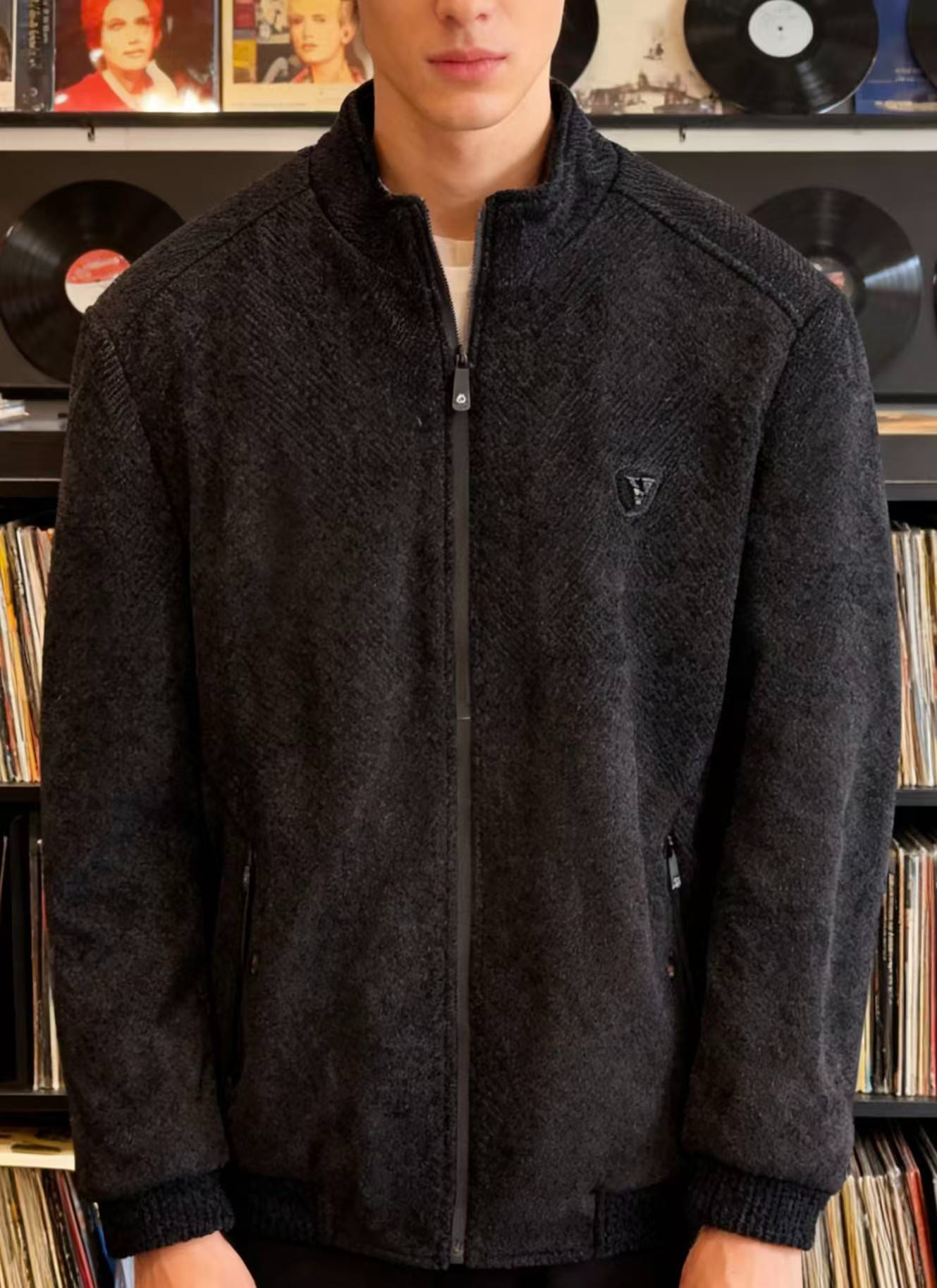 D91男士短款毛呢外套秋冬季新款加绒加厚保暖雪尼尔