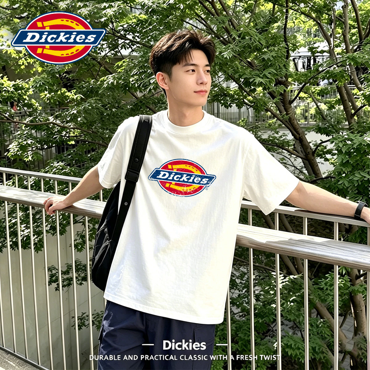 Dickies夏季新款宽松百搭圆领潮流印花短袖T恤纯棉复古休闲男女款商品图