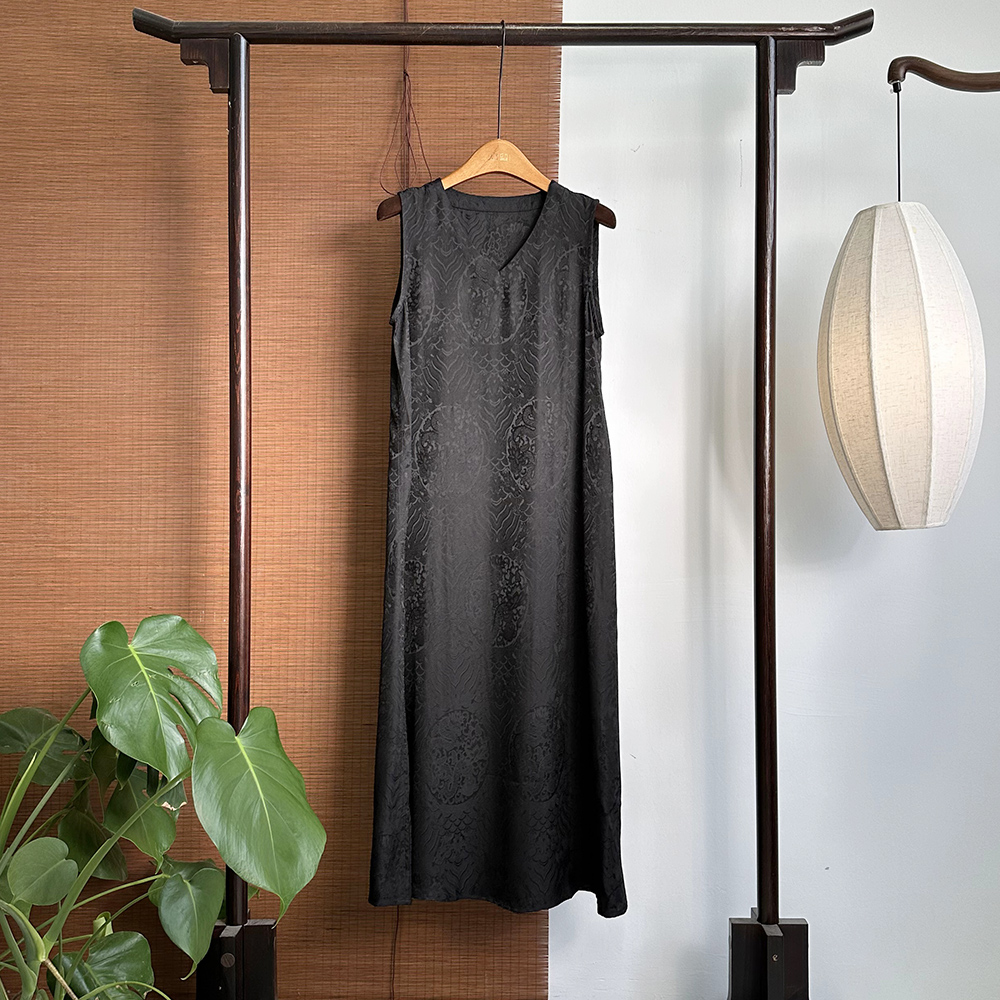 【250067】宝相花江崖海水纹新中式35姆米背心裙