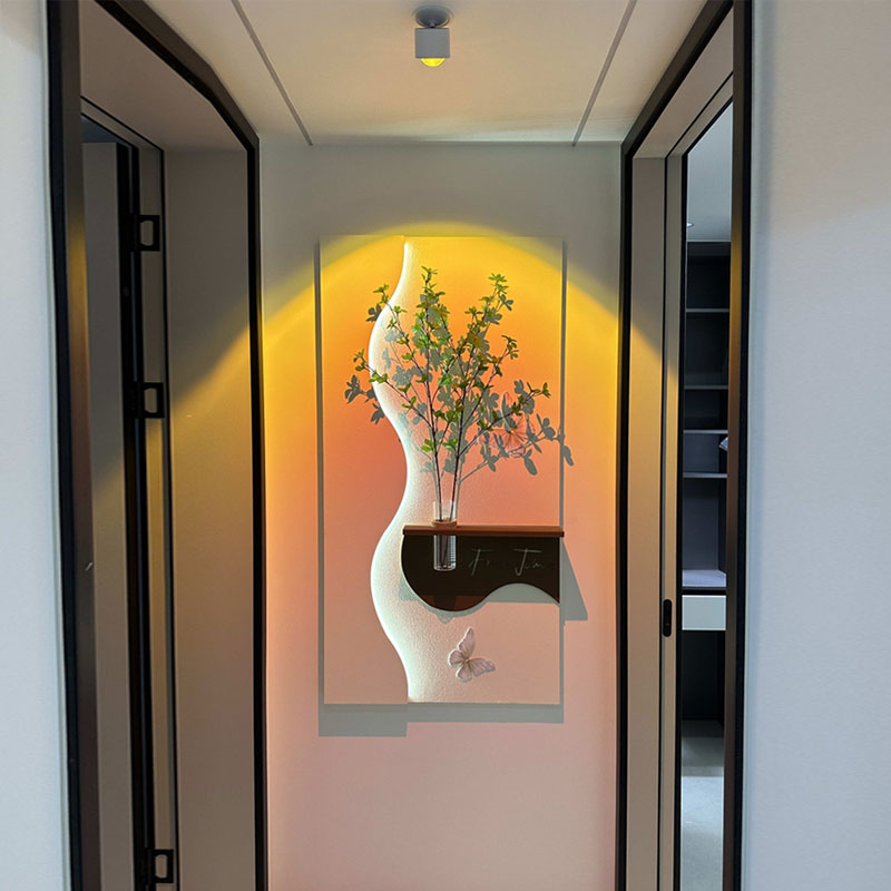 S08奶油风客厅装饰画水培绿植无框挂画现代简约氛围玄关装饰画