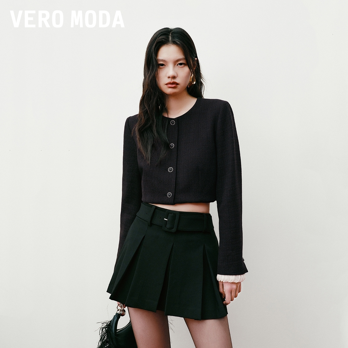 Vero Moda短外套2026春季新款含棉撞色花边小香风外套百搭显瘦