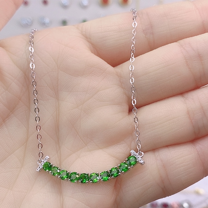 透辉石项链银S925镶嵌