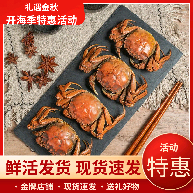 【活蟹】-江苏大闸蟹-全母-2两 到手全母蟹10只
