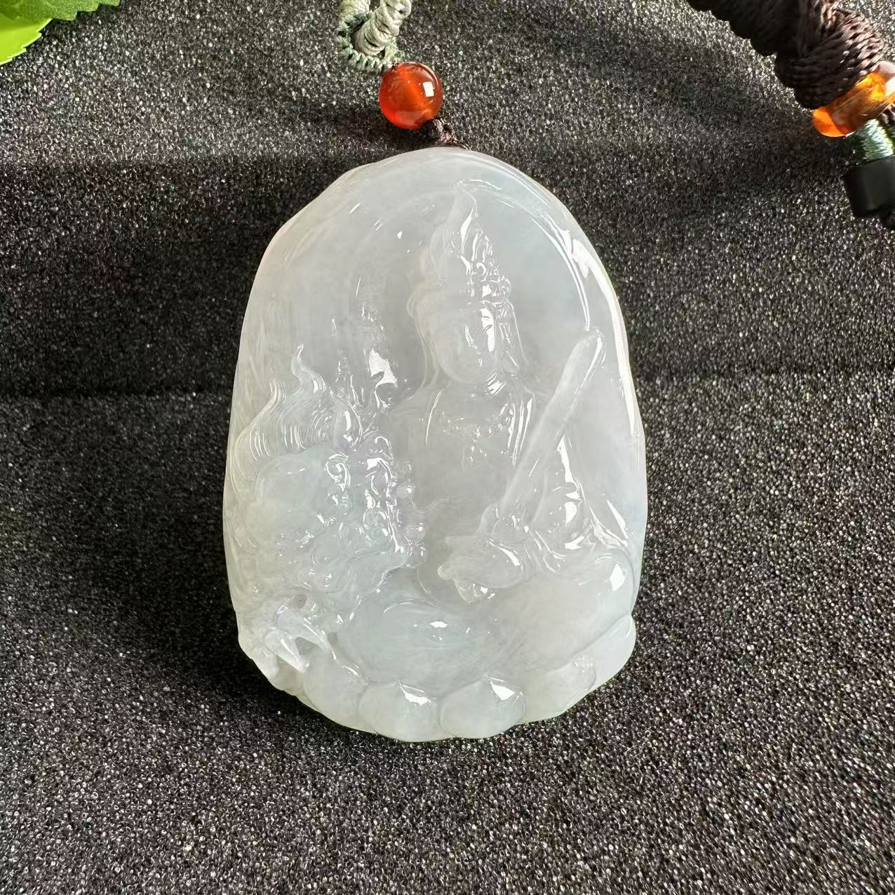 (生肖兔)天然翡翠文殊菩萨挂件（YP3084）十二生肖守护神