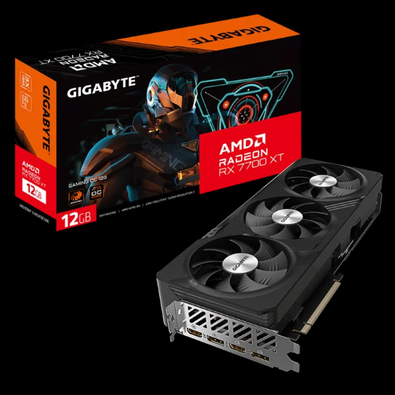 技嘉AMD RX7700XT12G显卡 2KAI绘图设计渲染独显RX7700XT 魔鹰12G