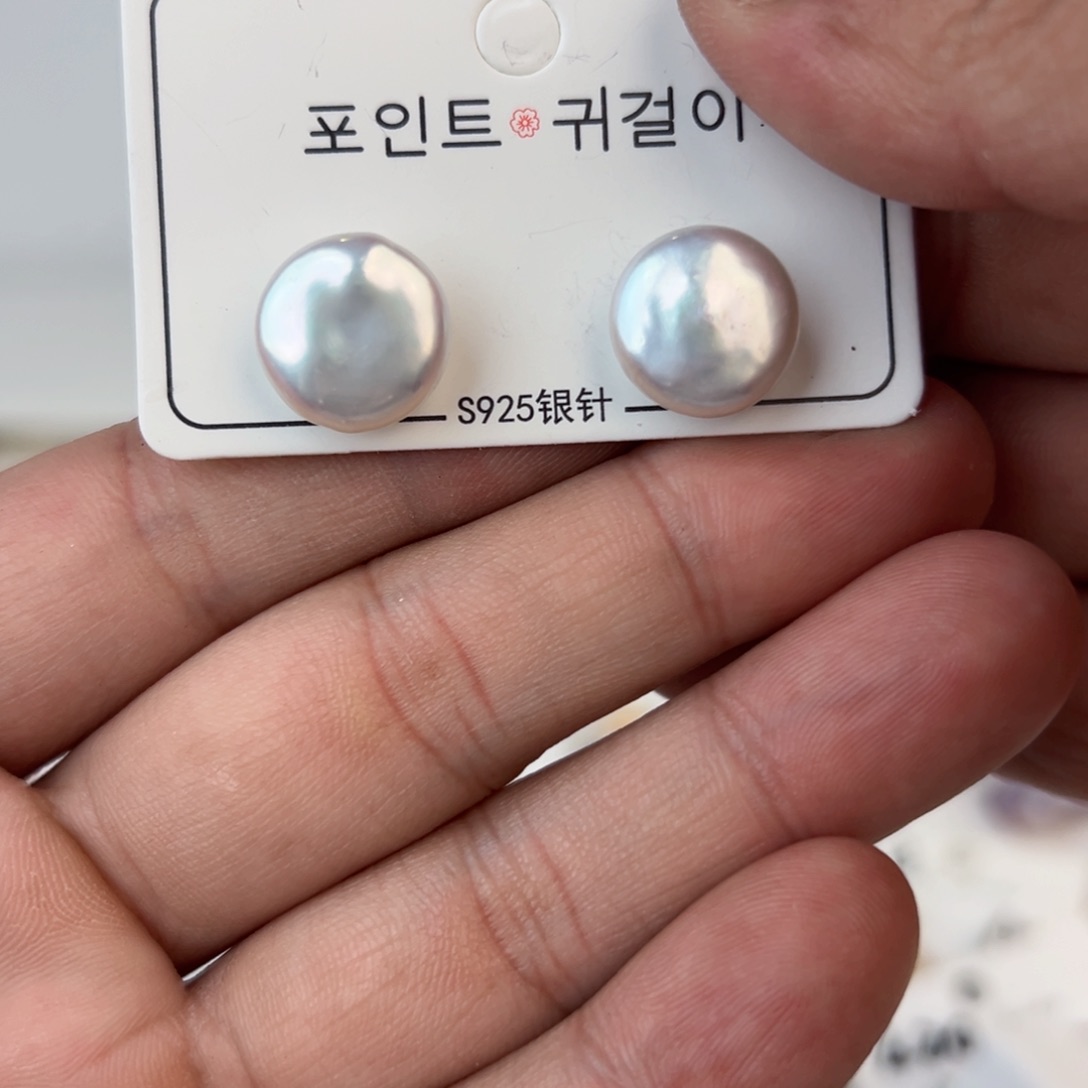 淡水珍珠耳饰银S925镶嵌