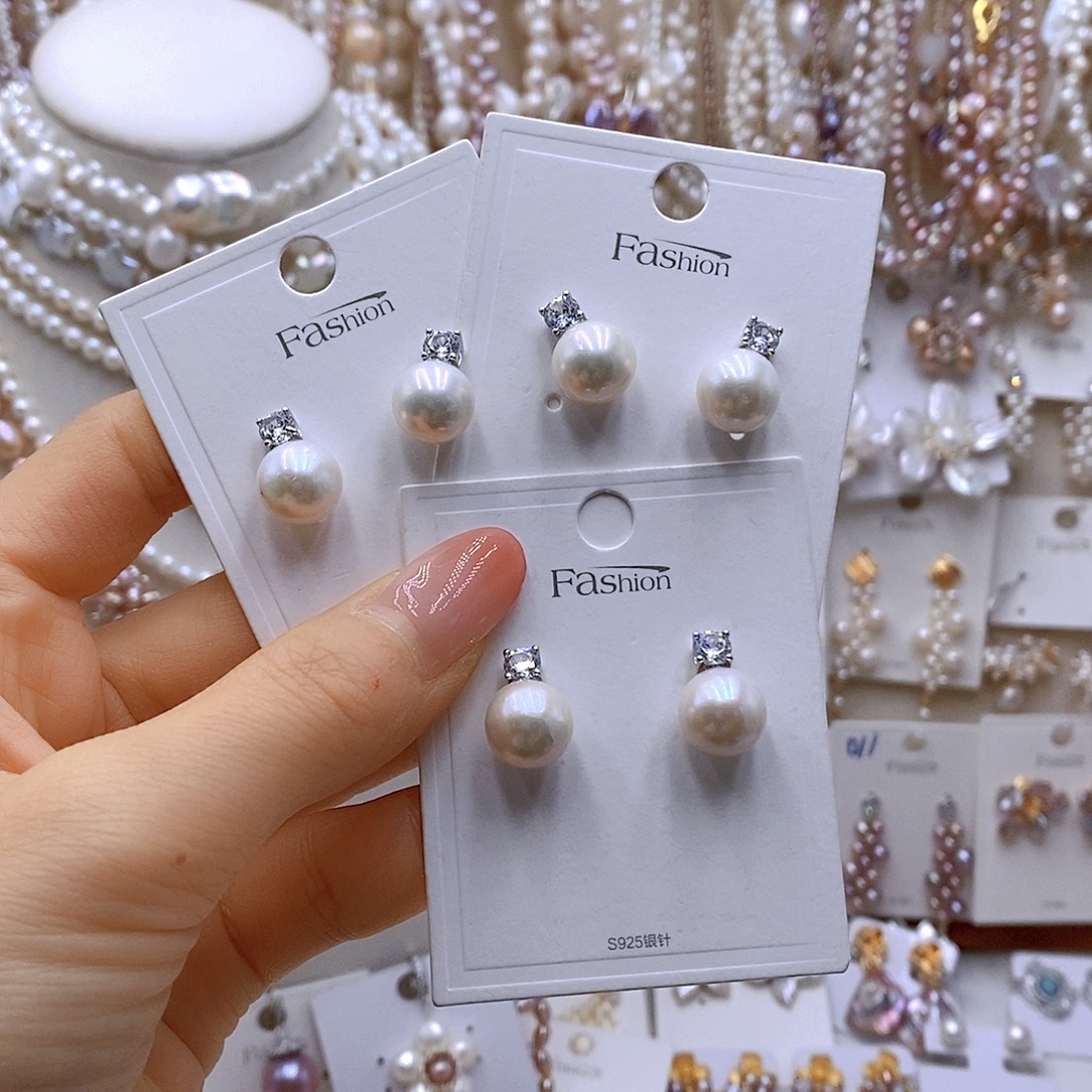 淡水珍珠耳饰银S925镶嵌