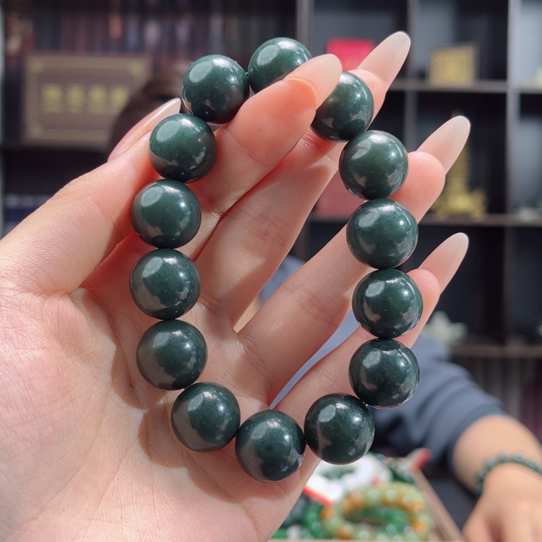 【闪购商品】和田玉手串未镶嵌纯天然新疆且末蓝16mm