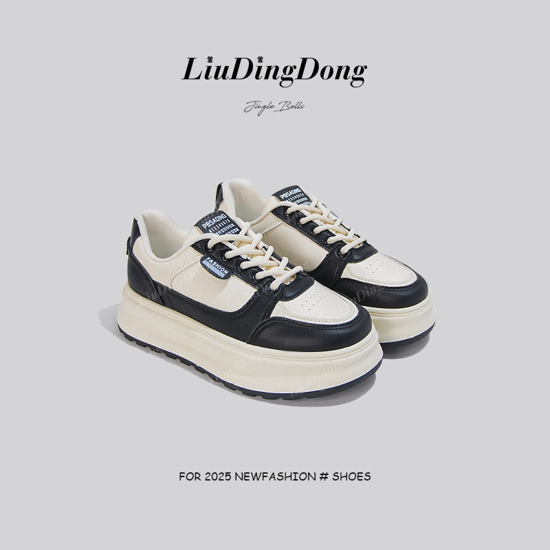 【刘叮咚女鞋】新款潮小个子增高小白鞋女2025韩版厚底女鞋百搭板鞋