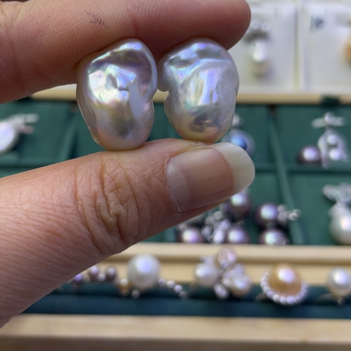 淡水珍珠耳饰银S925镶嵌