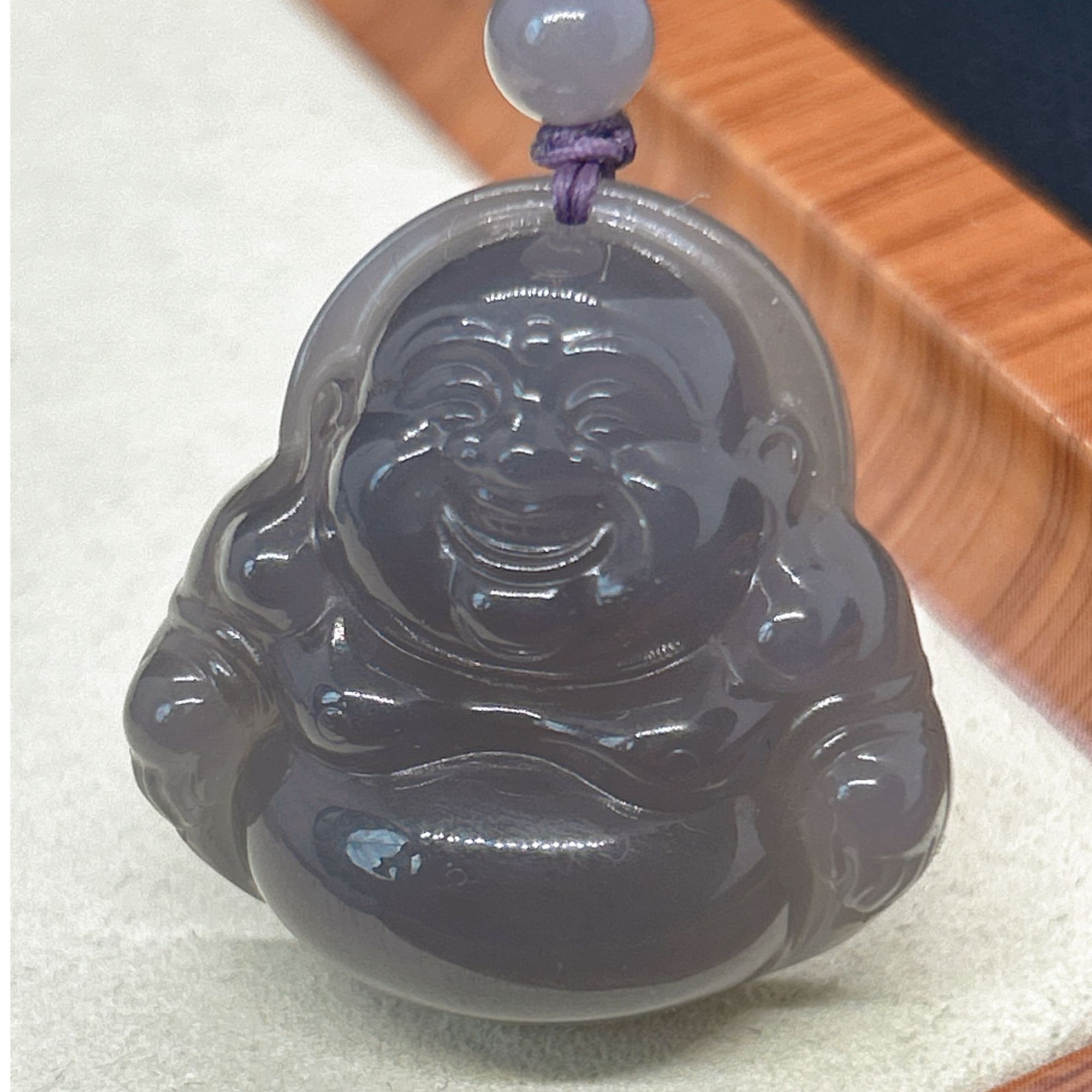 冰紫和田玉佛公吊坠
