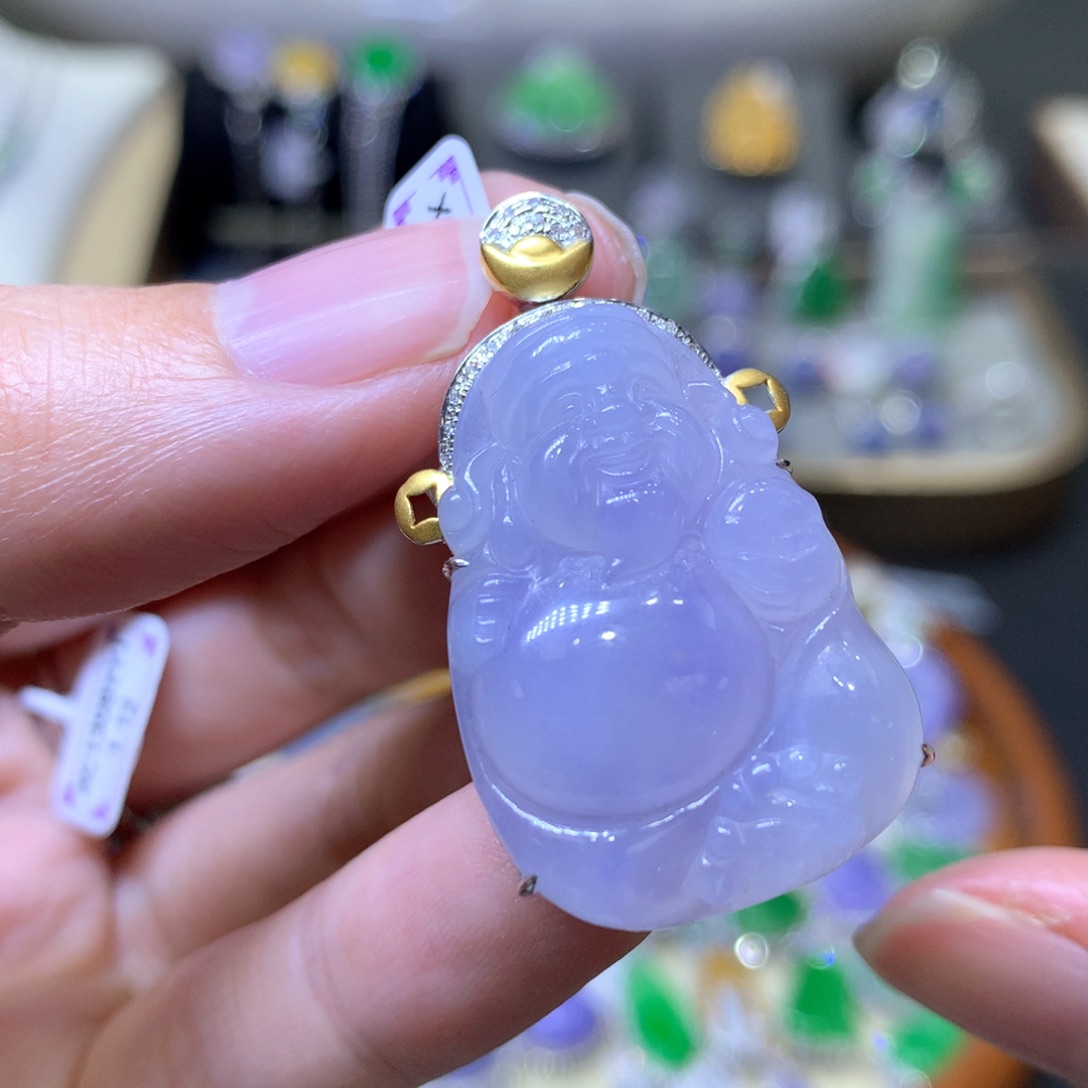 【闪购商品】翡翠颈饰18K金镶嵌翡翠吊坠项链