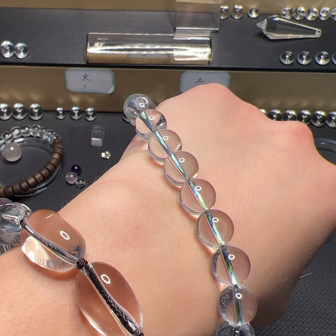 水晶手链未镶嵌小****六白水晶10mm全净体圆珠手链