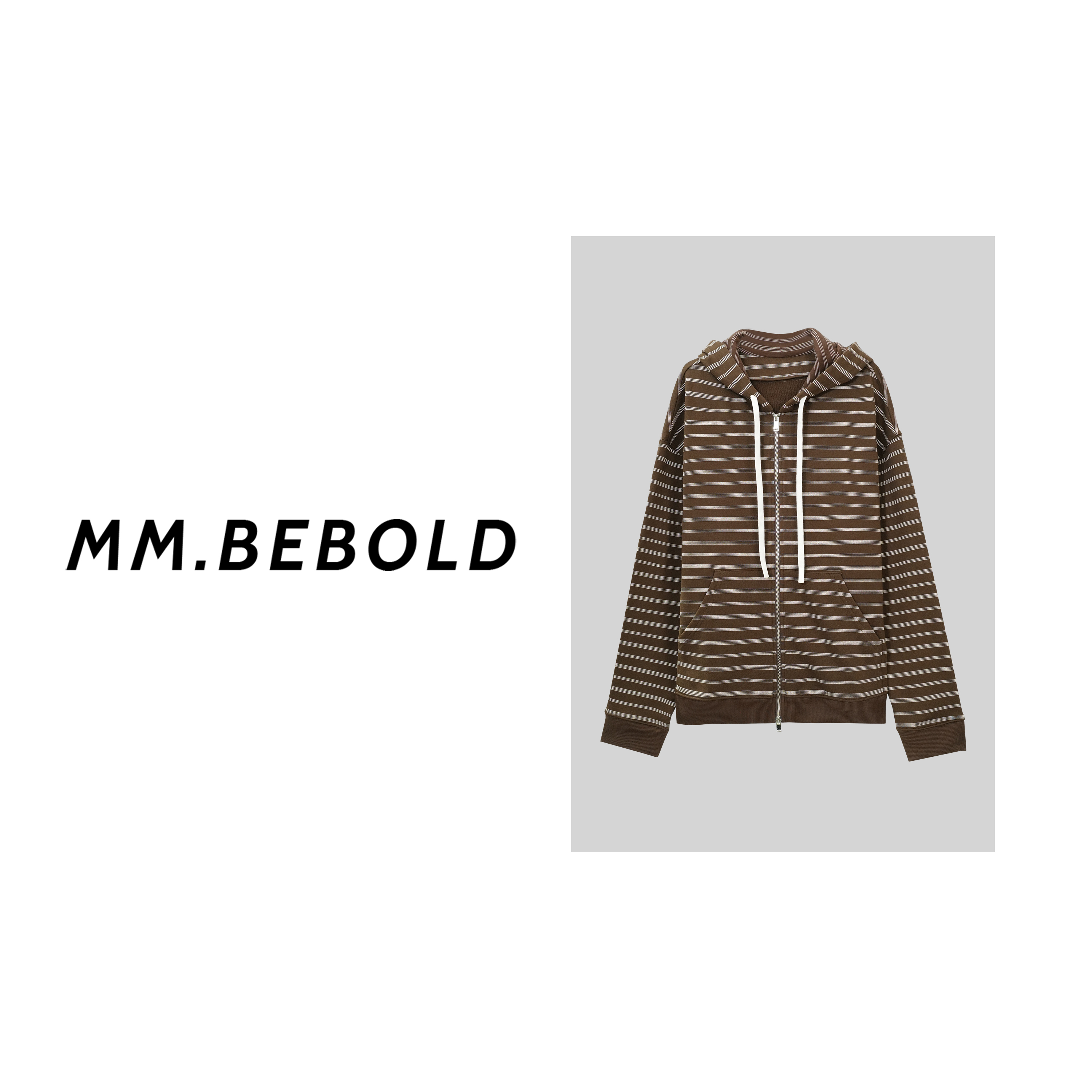 【蓓蓓精选】连翘 棉 100 条纹连帽休闲外套LZ11603